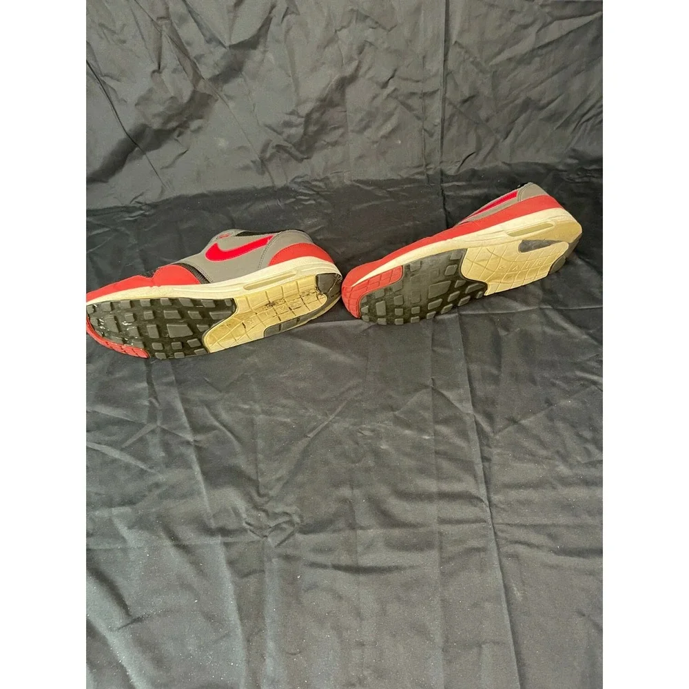 Nike Air Max‎ 1 Mens Sneakers Gray Red Black Athletic Shoes Size 13